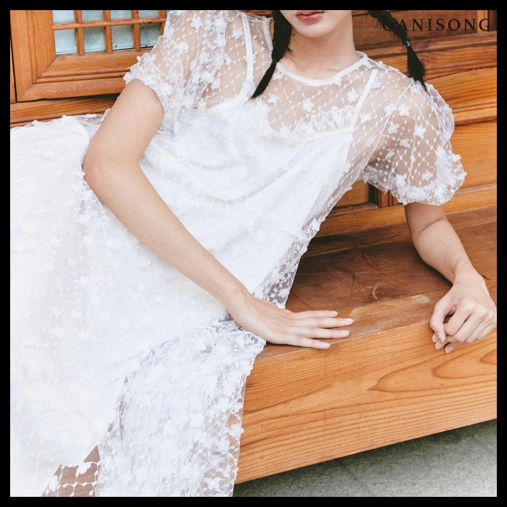 【GANISONG】Bridal Twinkle Fairy Dress White