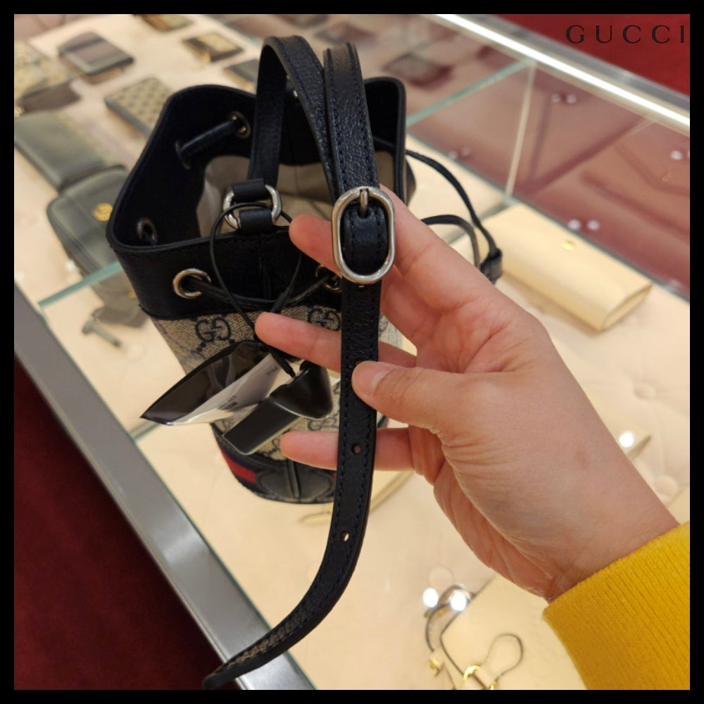 【GUCCI】Ophidia GG canvas mini bucket bag beige blue