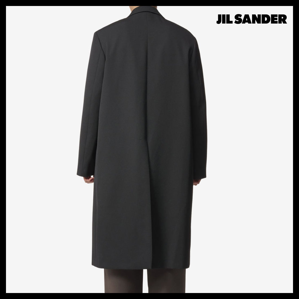【JIL SANDER】Back slit wool single coat black