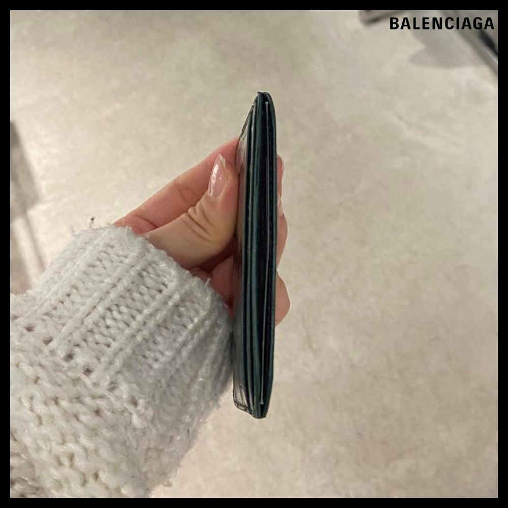 【BALENCIAGA】Cash Card Holder Embossed Leather Card Case