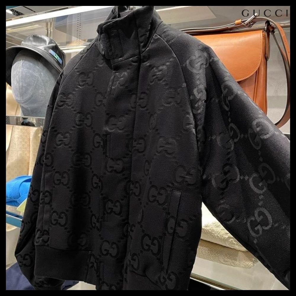 【GUCCI】Jumbo GG Canvas High-Neck Jacket Black