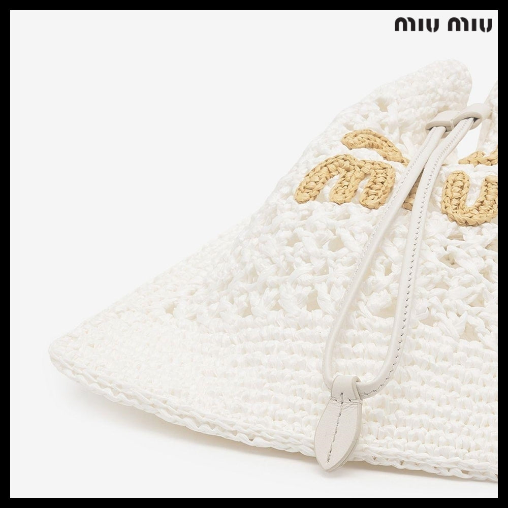 【MiuMiu】Mini Woven Fabric Drawstring Tote Bag