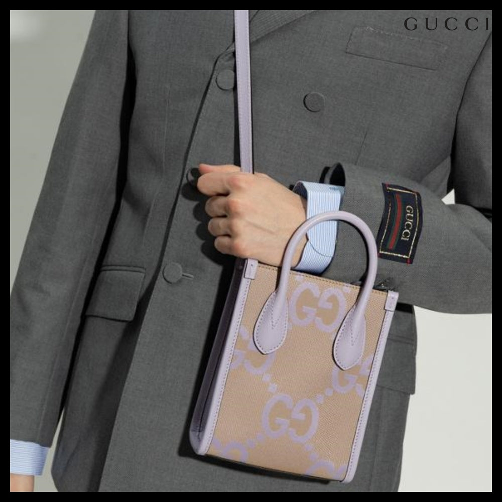 【GUCCI 】Jumbo GG Logo Mini Tote Bag BEIGE LAPIS