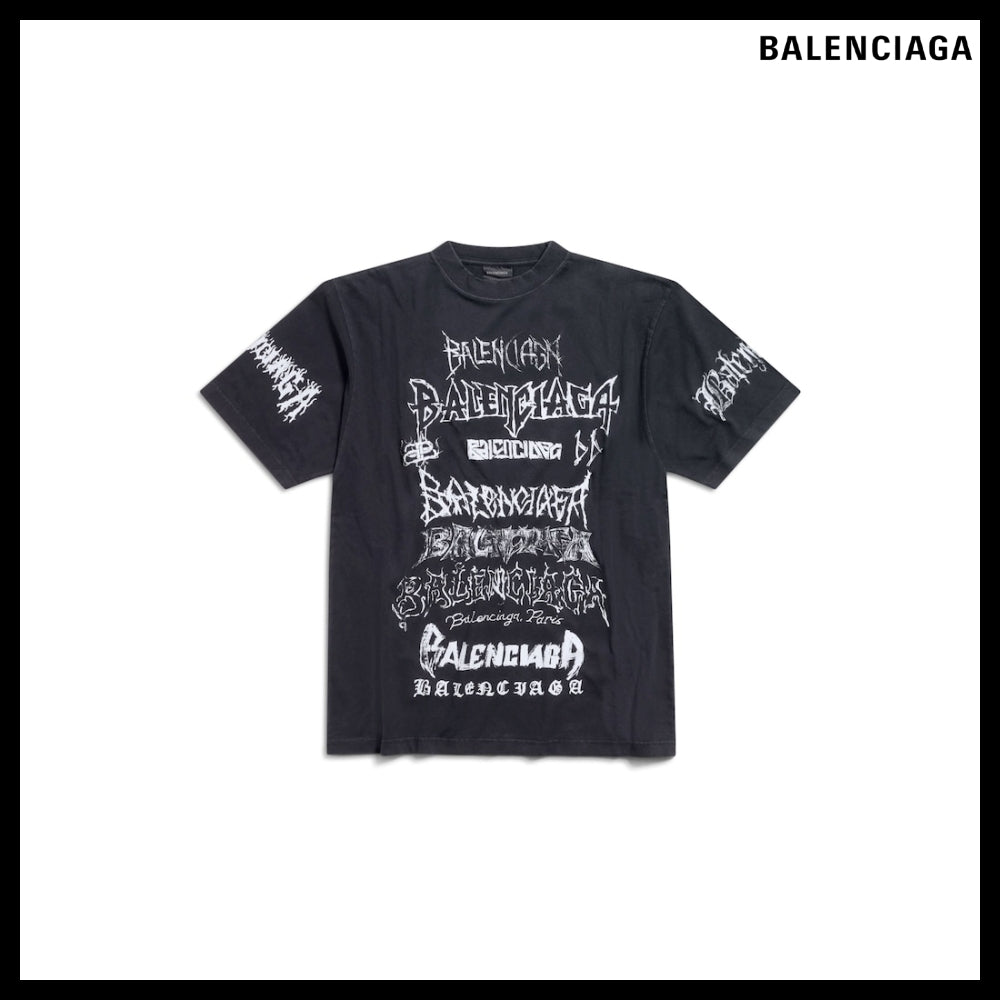 【BALENCIAGA】Large Fit T-Shirt Faded Black White
