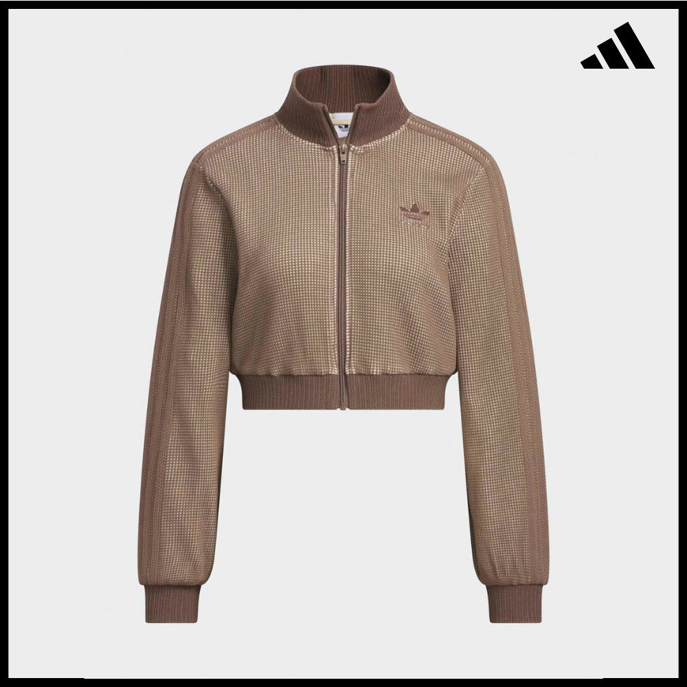 【ADIDAS】Crop Brown Track Top Short Zip Jacket
