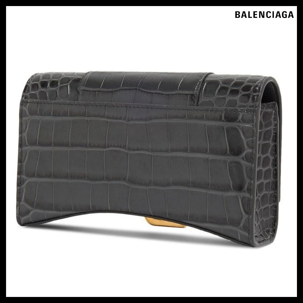 【正規品】BALENCIAGA Crocodile Embossed Hourglass Wallet