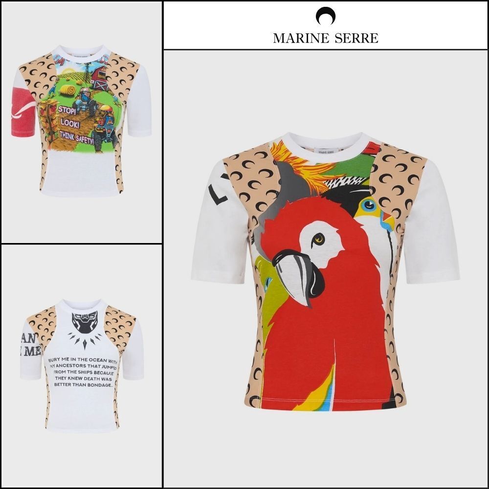 【MARINE SERRE】Regenerated Graphic Baby Fit T Shirt White