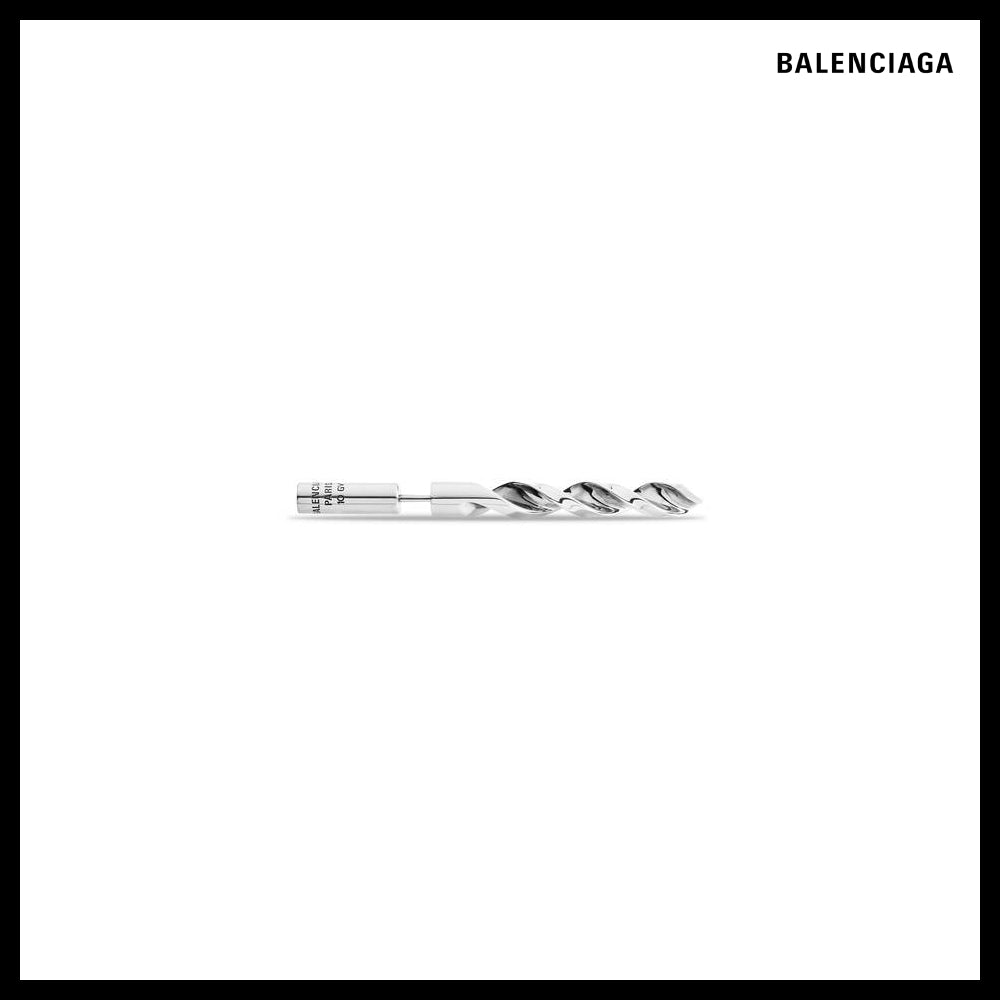 【BALENCIAGA】City Drill Earrings Silver