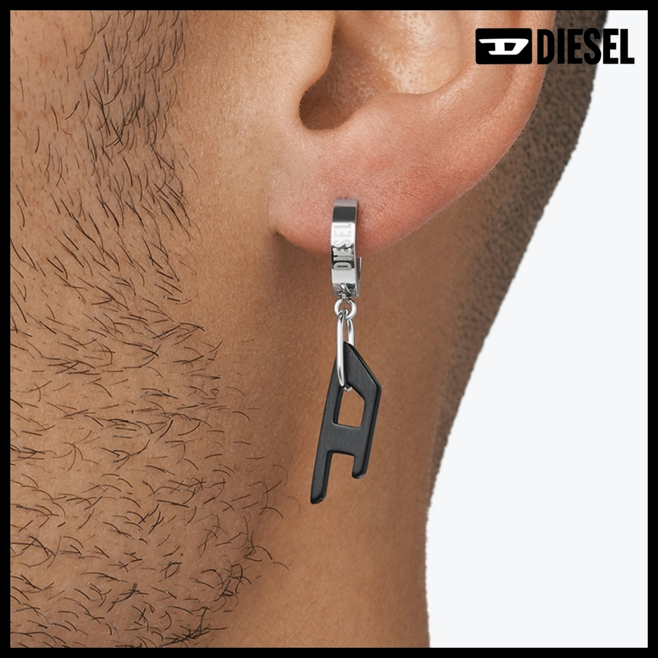 【DIESEL】Two-Tone Hoop Earrings Set