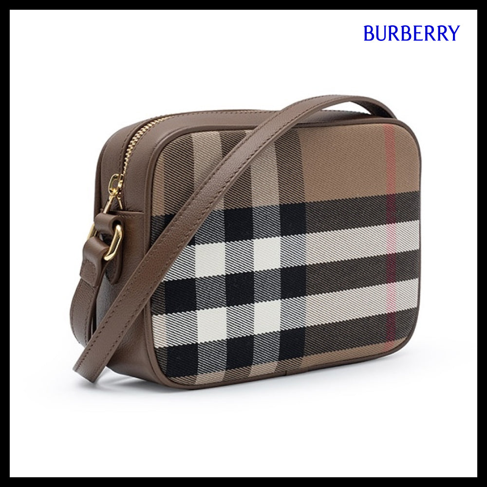 【BURBERRY】House Check Camera Bag Brown (Brown Strap)
