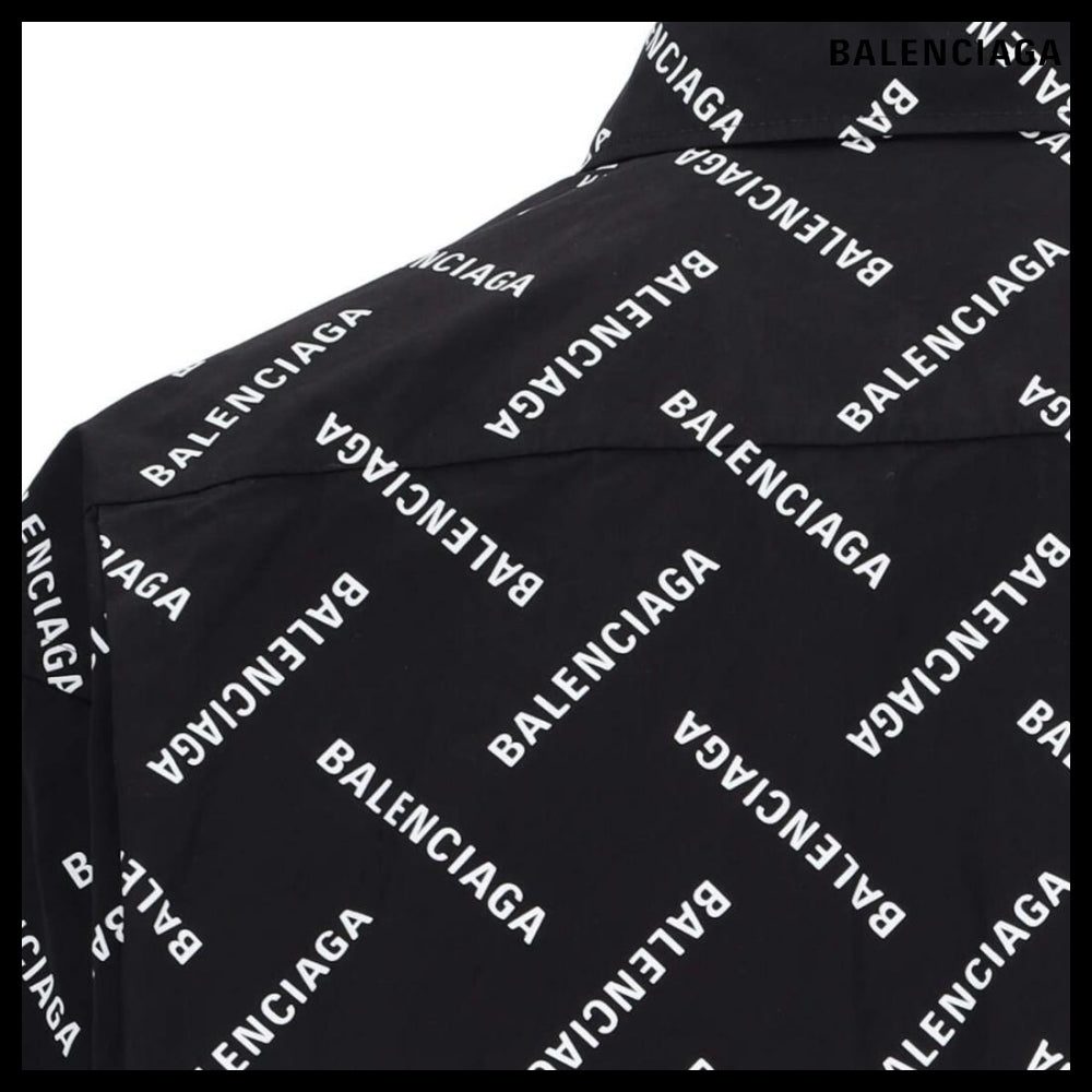 【BALENCIAGA】Allover Logo Printed Long-Sleeved Shirt