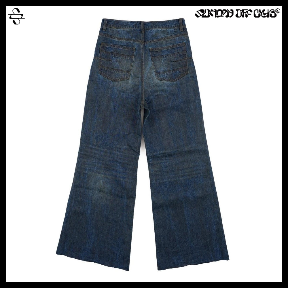 【SUNDAYOFFCLUB】Waxed Wide Leg Denim Luster Blue