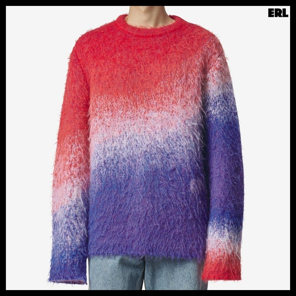 【ERL】Gradient Mohair Blend Knit Red