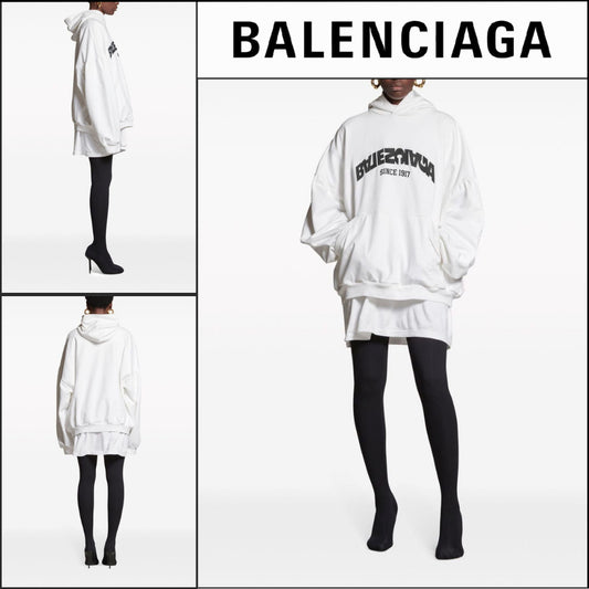 【BALENCIAGA】Back Flip Round Hoodie Oversized White