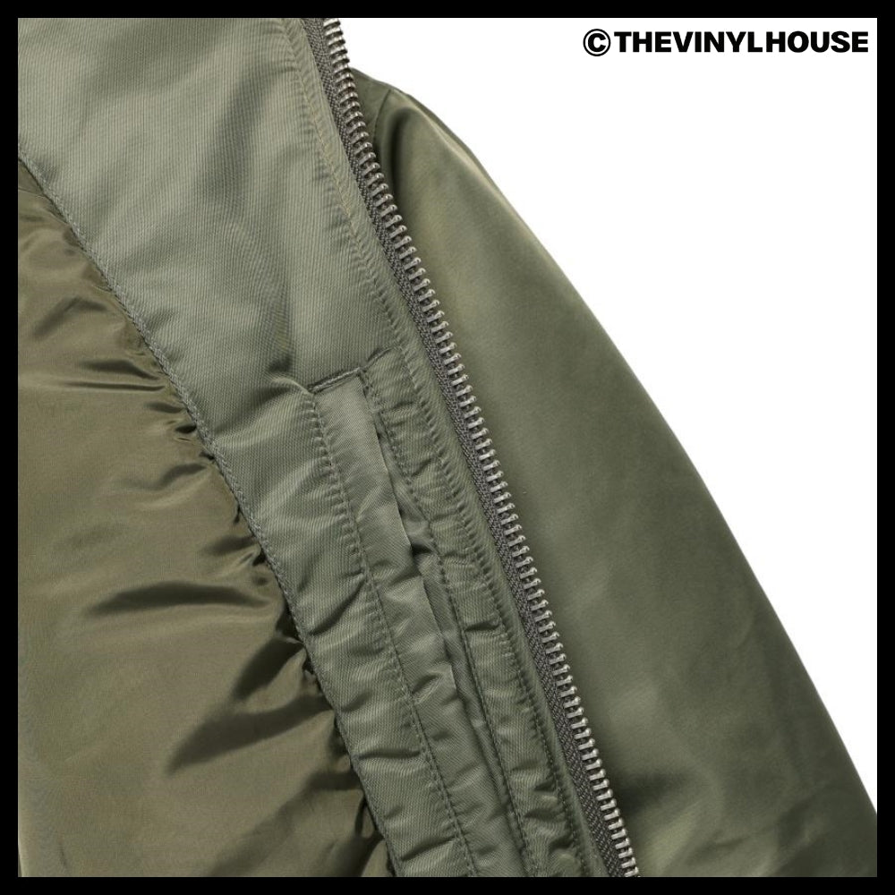 【THEVINYLHOUSE】Fur hooded MA-1 jacket Khaki