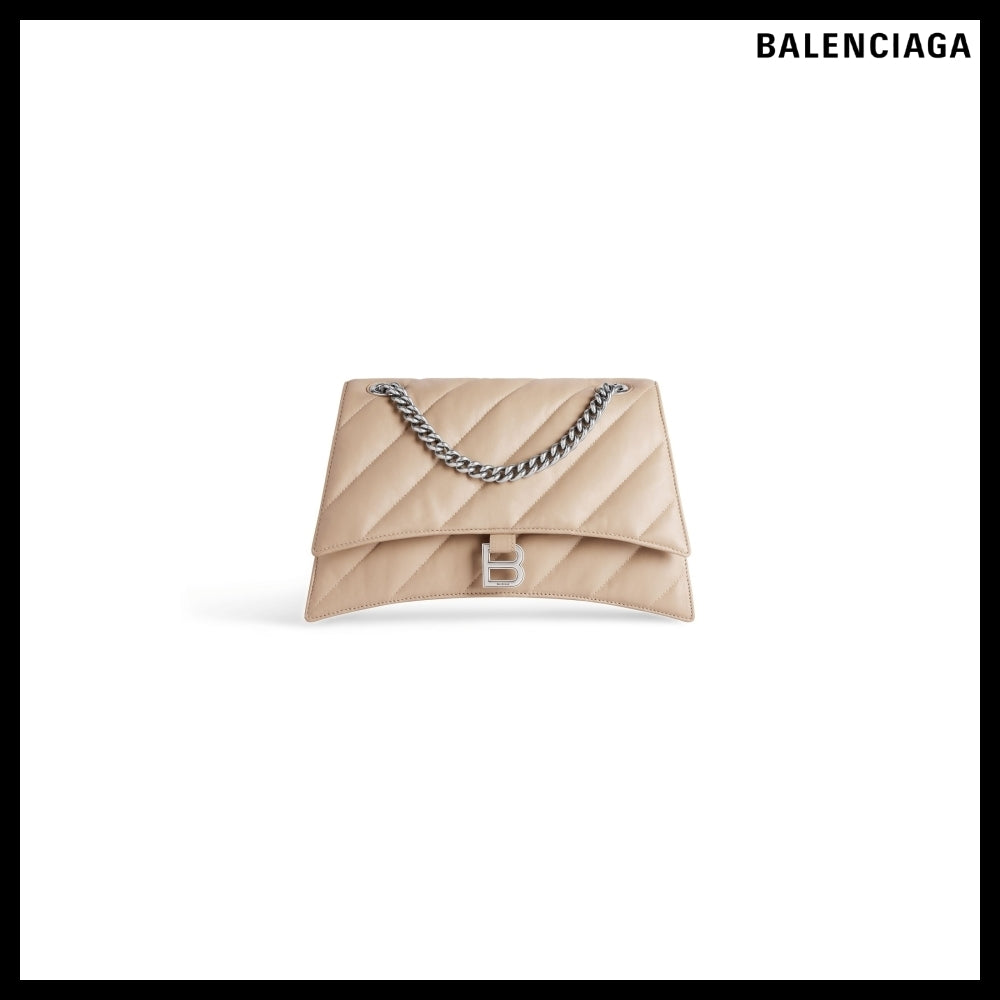 【BALENCIAGA】Crush Medium Chain Bag Quilted in Beige