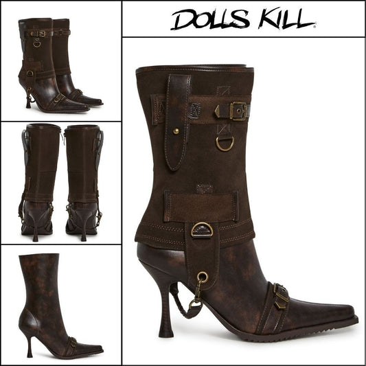 ◆DOLLS KILL◆DARKER WAVS Ego Two Piece Heeled Boots
