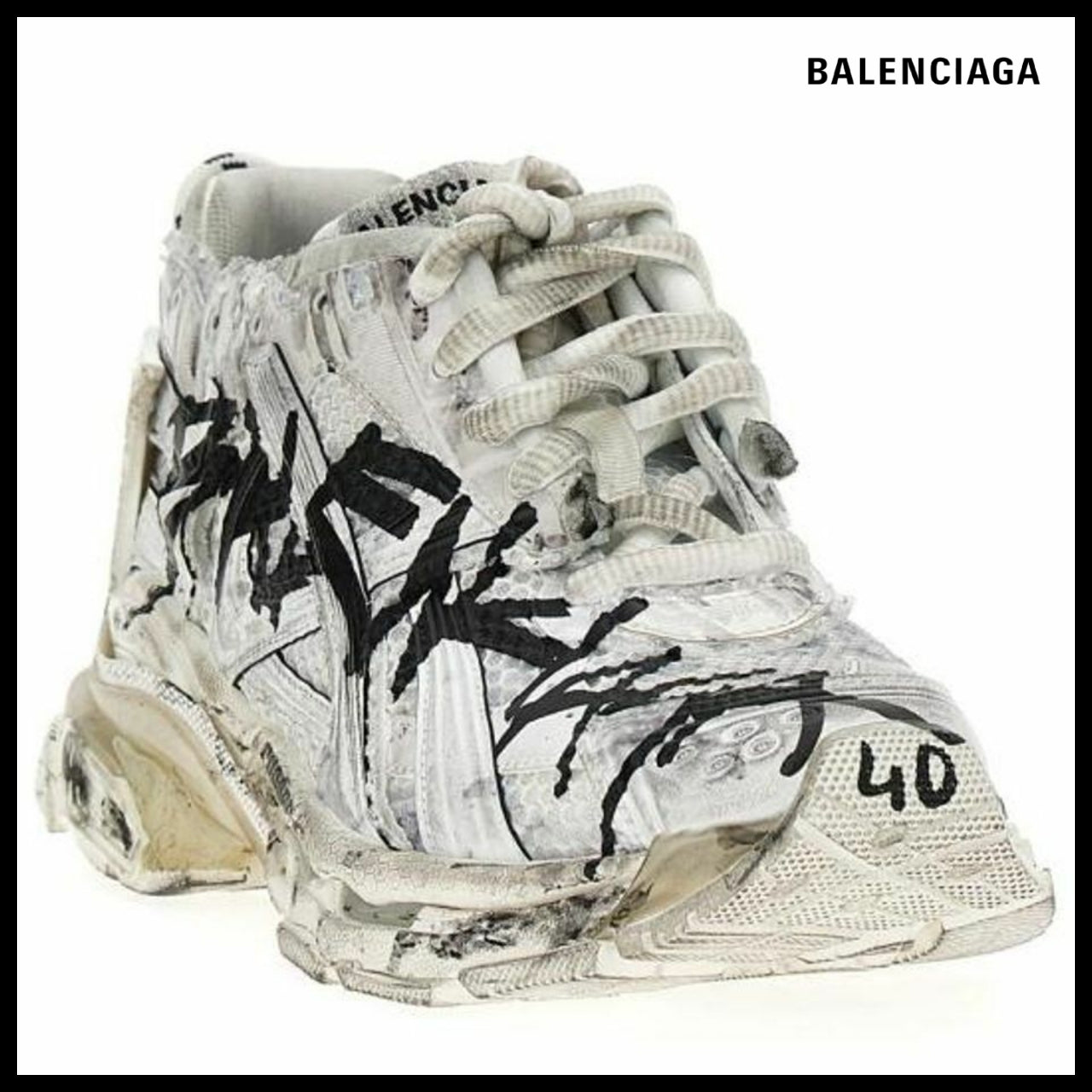 【BALENCIAGA】Runner Black Graffiti Sneakers