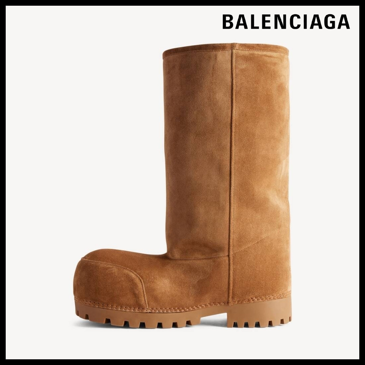 【BALENCIAGA】Men’s Alaska Fur High Boots Brown
