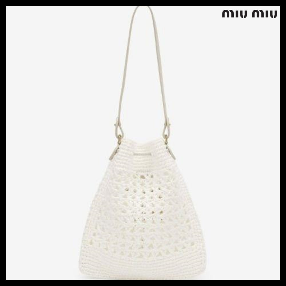 【MiuMiu】Mini Woven Fabric Drawstring Tote Bag