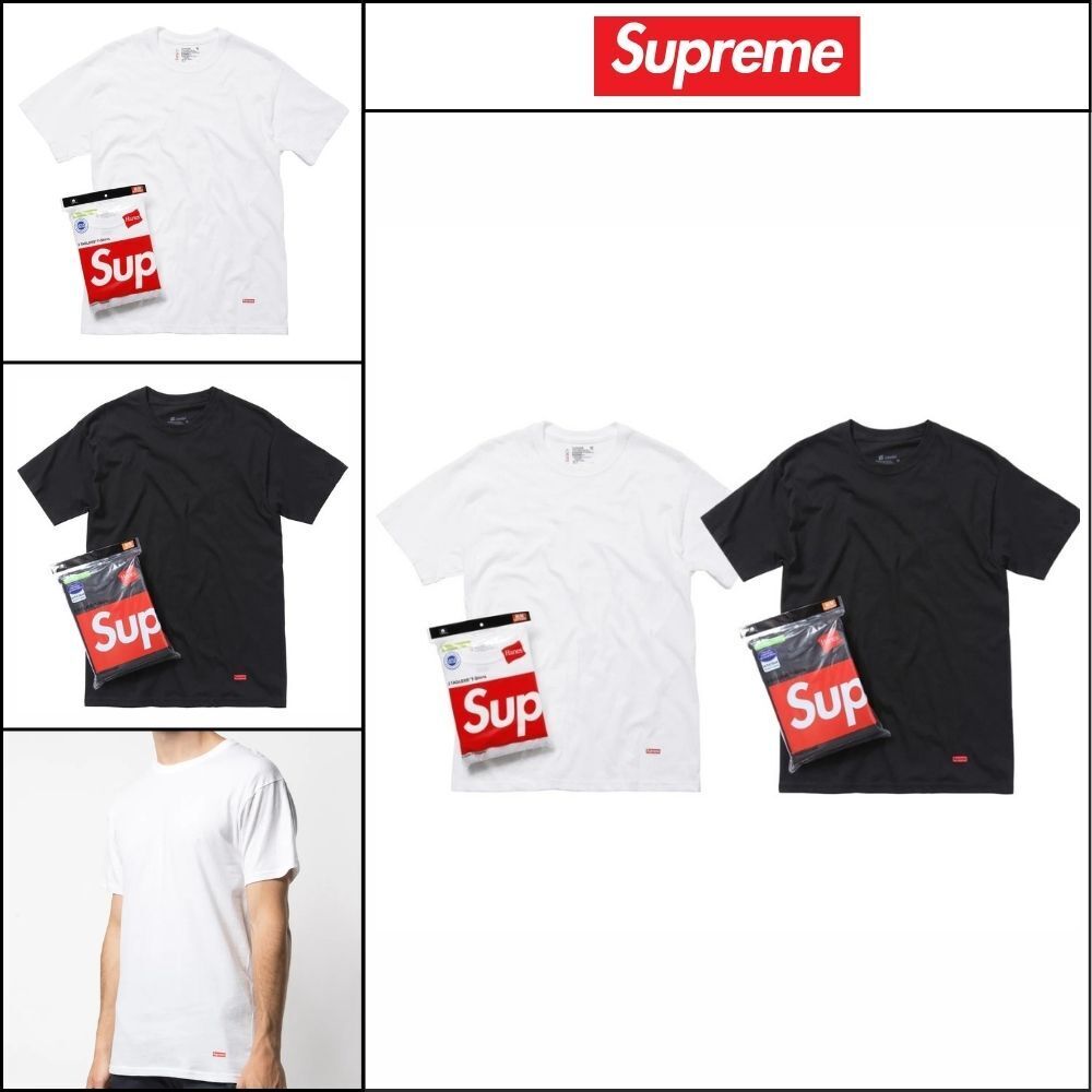 【Supreme】Hanes Tagless T Shirt White Black 3 Pack