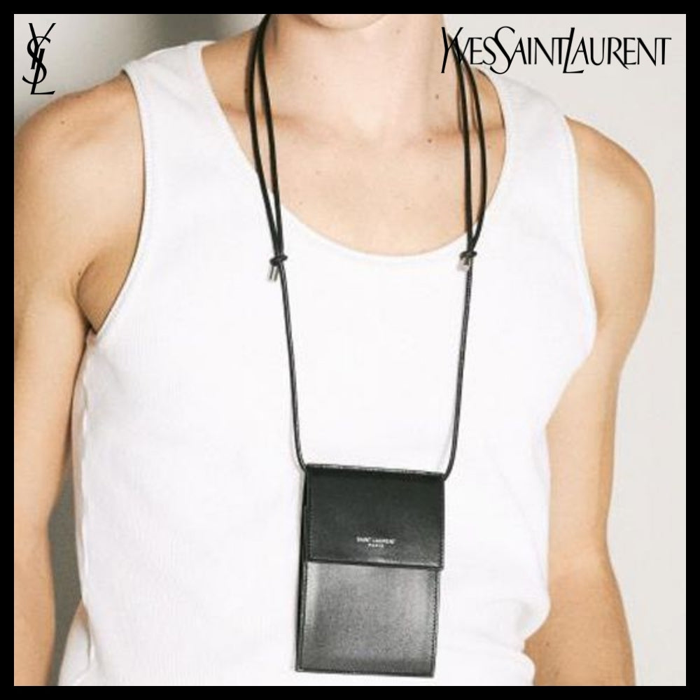 【SAINT LAURENT】 LOGO LEATHER CROSSBODY BAG