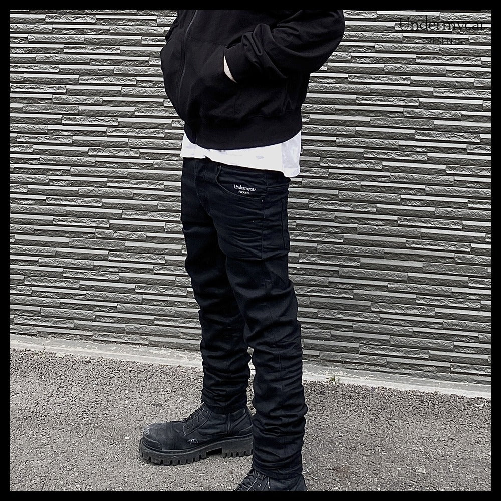 【Undermycar】Mu.29 Anti Fxxking Logo Play Stretch SlimJeans