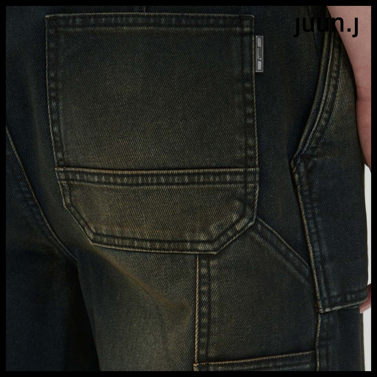 【JUUN.J】CORE Velvet Denim Zipper Detail Trucker Navy