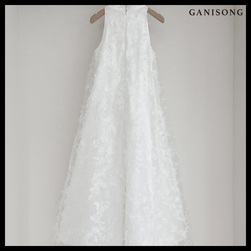 【GANISONG】Bridal Angel Pollen Halterneck Dress White