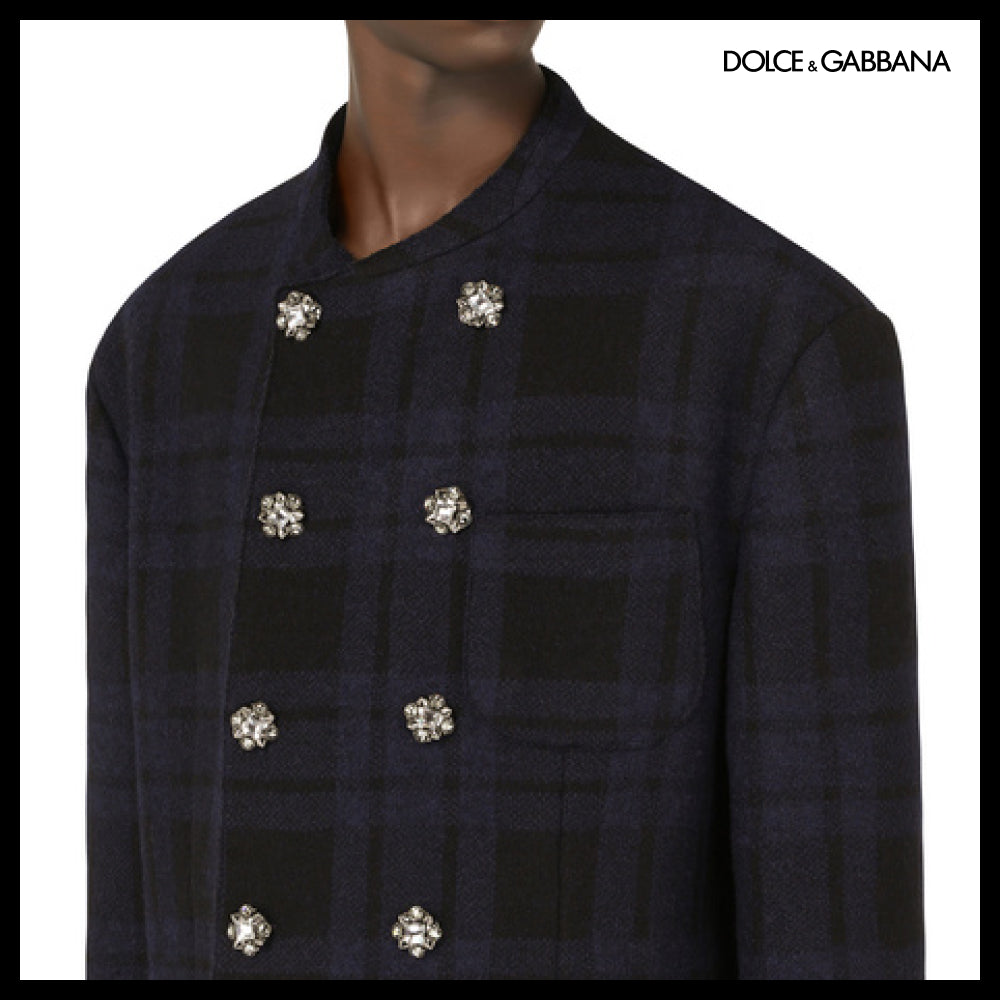 【Dolce & Gabbana】DOUBLE-BREASTED CHECKED JERSEY JACKET