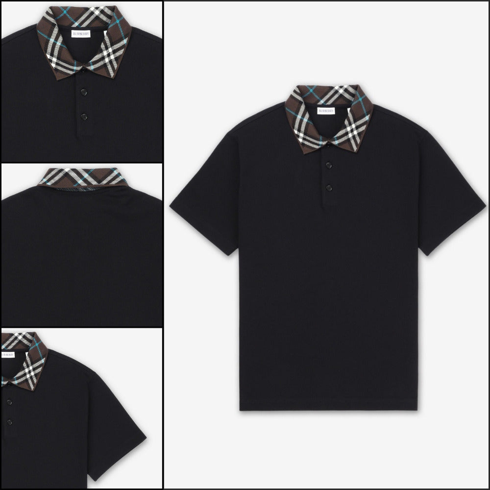 【Burberry】Cotton Slim Fit Polo Shirt Black