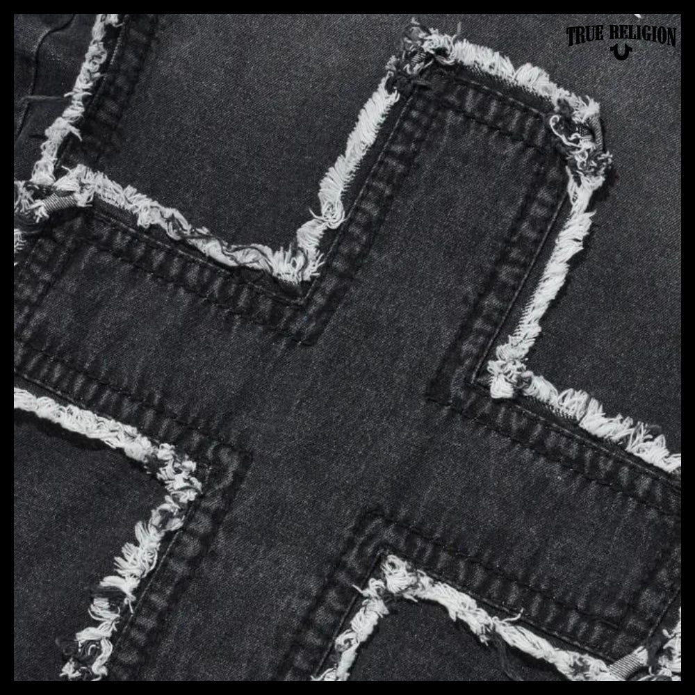 【TRUE RELIGION】Caution Cross Trucker jacket Black