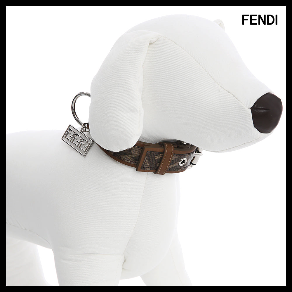 【Fendi】FF Name Plate Brown Pet Collar
