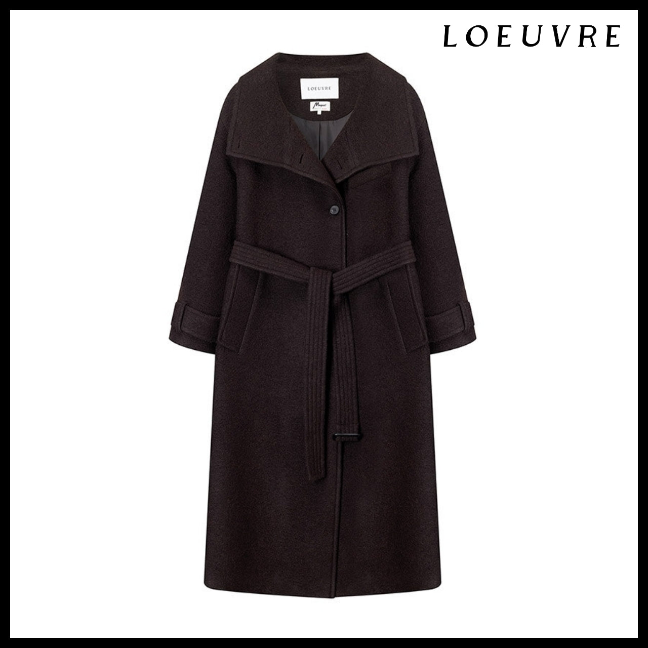 【LOEUVRE】Belted High-Neck Long Coat 3Colors