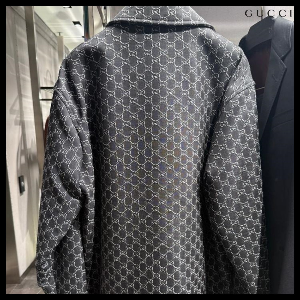 【GUCCI】GG Shadow Wool Twill Jacket Grey Black