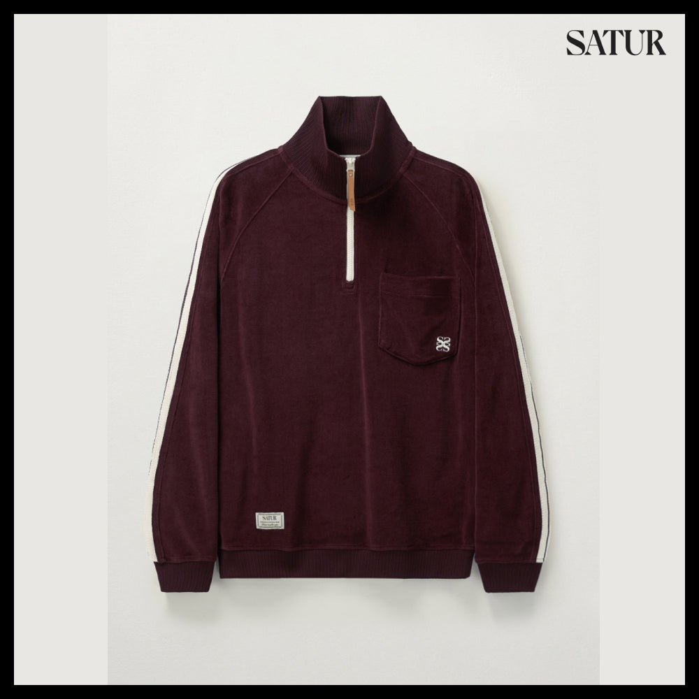 【SATUR】Velour Loose Fit Half Zip-Up 3colors