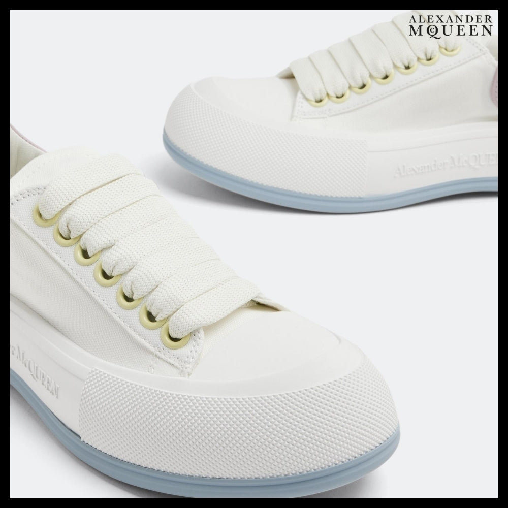 【Alexander Mcqueen】Deck Plimsoll Sneakers in White Fabric