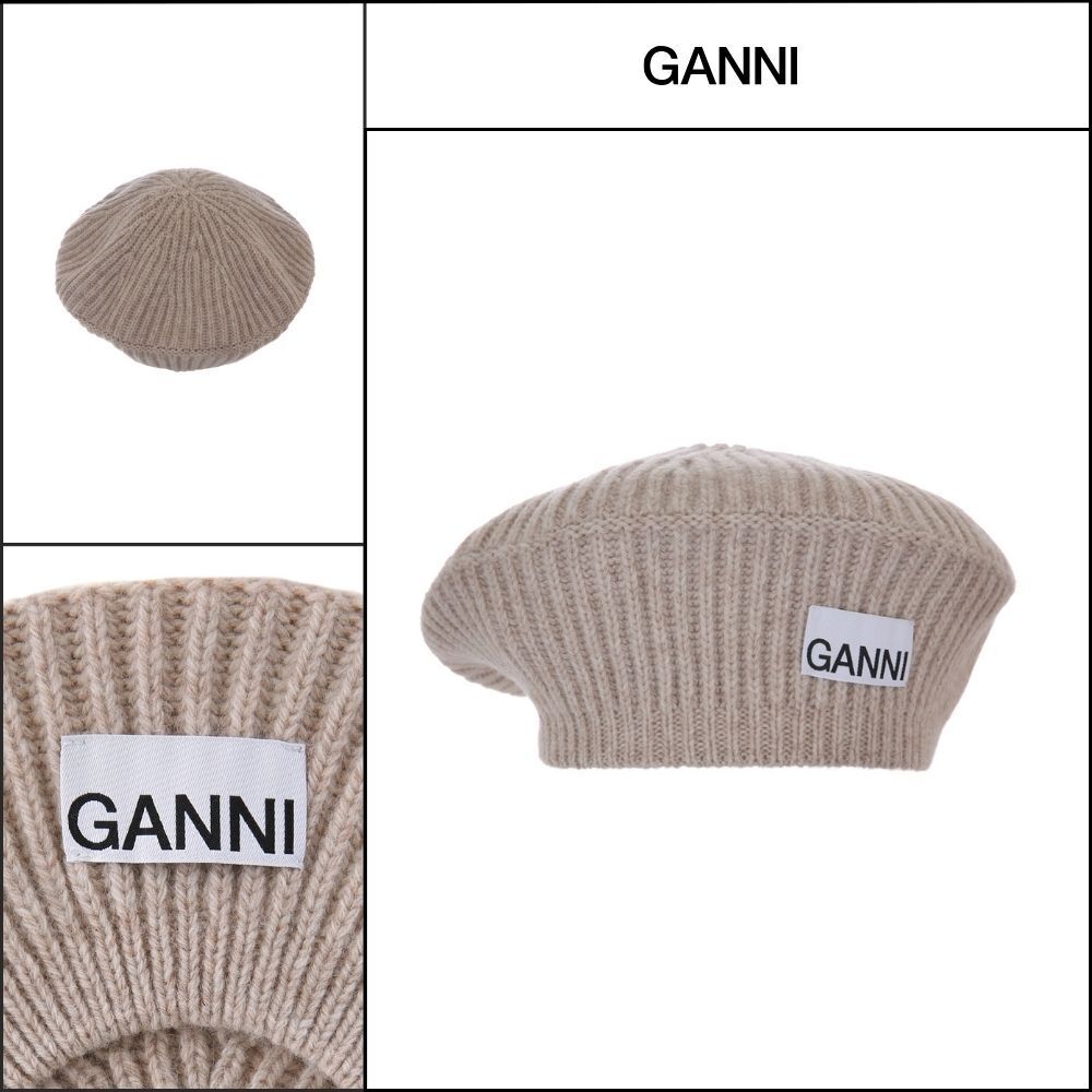 【Ganni】Wool Knit Sand Beret