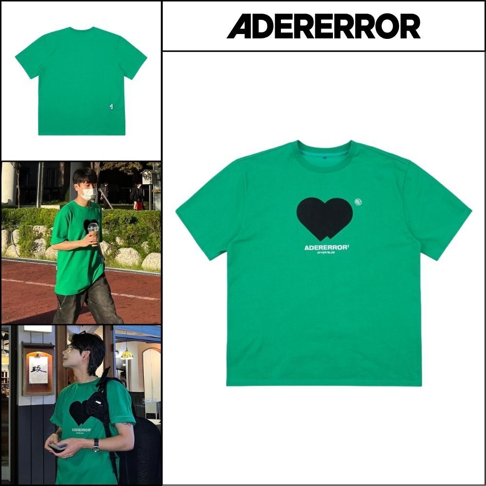 【ADERERROR】Twin Heart Logo T-Shirt Green