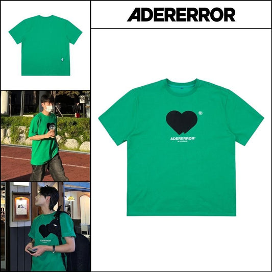【ADERERROR】Twin Heart Logo T-Shirt Green