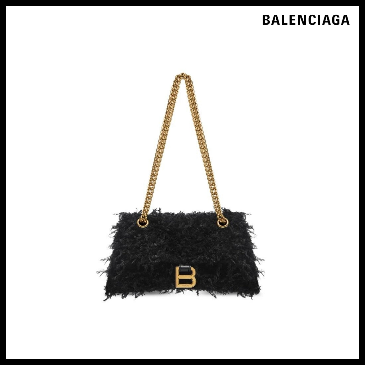 【BALENCIAGA】Crush Small Chain Bag with Fabric Feathers