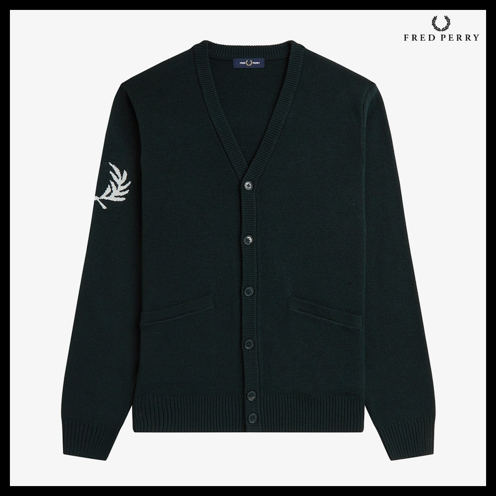 【FRED PERRY】Laurel Wreath Cardigan Night Green