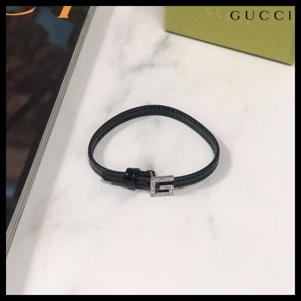 【GUCCI】 レディース レザー ブレスレット ブラック