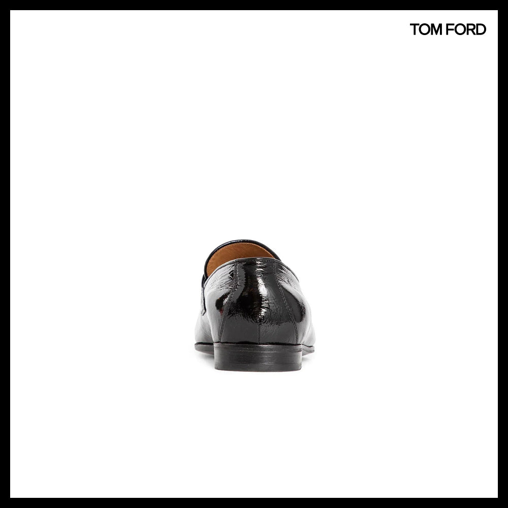 【TOM FORD】Printed Patent Eel Gigi Chain Loafers
