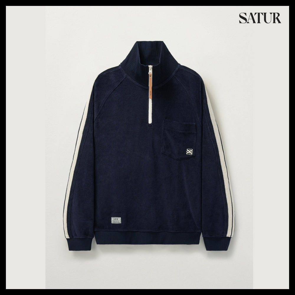 【SATUR】Velour Loose Fit Half Zip-Up 3colors
