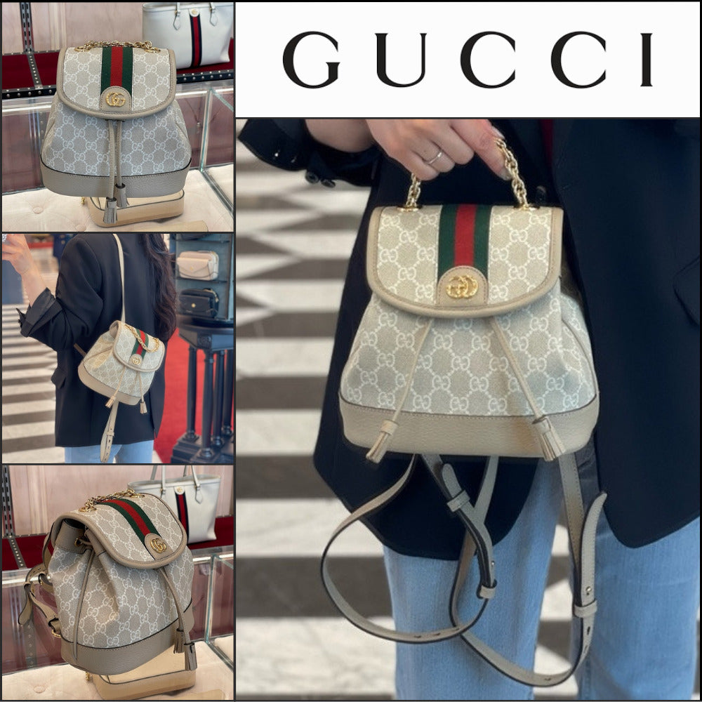 【GUCCI】GG Ophidia Supreme Canvas Mini Backpack Beige White