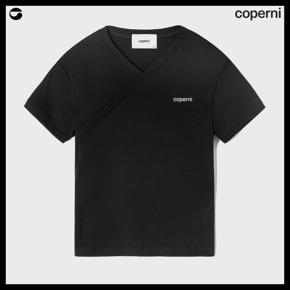 【Coperni】Womens V Neck Line T Shirt Black