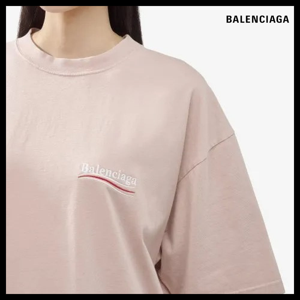 【BALENCIAGA】Political Wave Logo T Shirt Pink