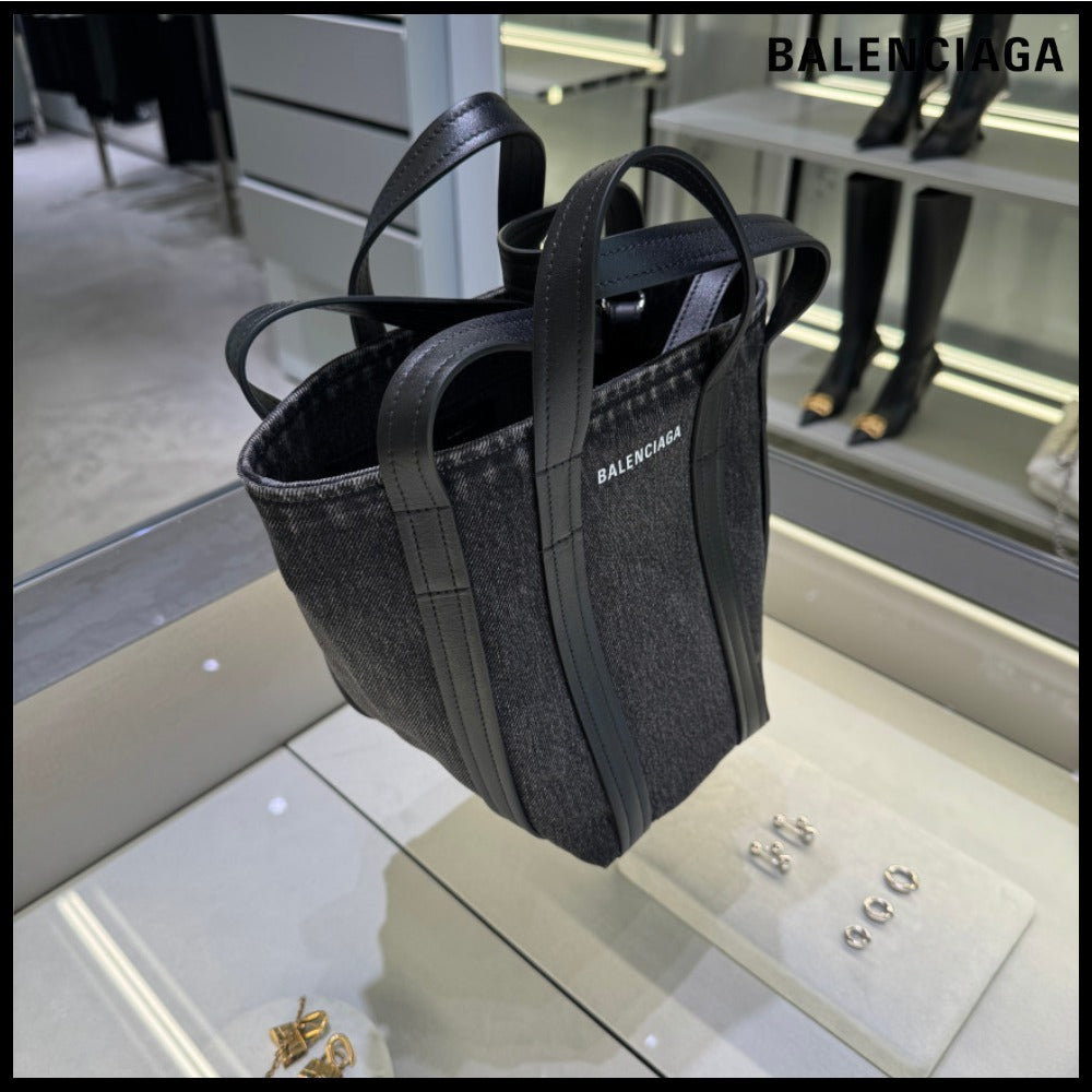 【BALENCIAGA 】Everyday XS Washed Denim Tote Shoulder Bag