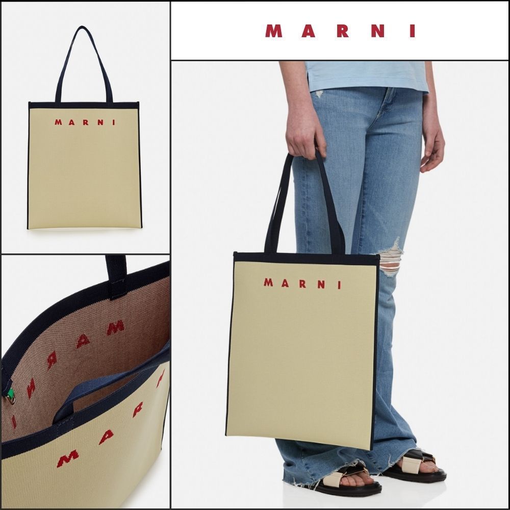 【MARNI】Logo Flat Tote Bag
